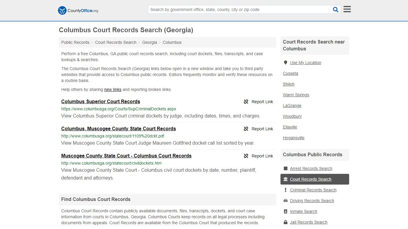 Columbus Court Records Search (Georgia) - County Office